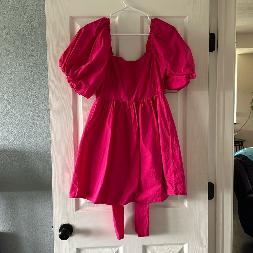 Pink sugar lips puffy sleeve dress